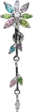 Belly Button Ring Navel Flower Dangle Reverse Body Jewelry 14g