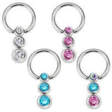 Nipple Ring 316L 16g Surgical Steel Captive Bead Ring with Gemmed Cascading