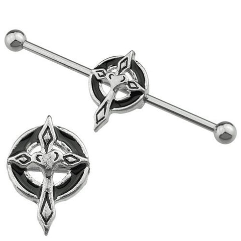 Industrial bar 316L Surgical 14g 38mm-1-1/2" Industrial Barbell 3D Heart Cross