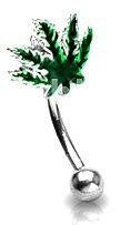 Eyebrow Ring Marijuana 16g Curved 3/8'' bar [Jewelry]
