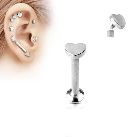 Labret Monroe Cartiledge 16g 316L Stainless Steel Heart Shaft Body Accentz 5/16''