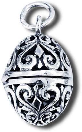 Filigree Egg Locket Pendant .925 Sterling Silver Detailed Curl Scroll Charm