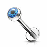 16ga 5/16'' Inlaid Round Eyeball Monroe/Labret/Cartilage Stud 316L Surgical Steel