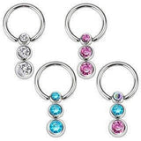 Nipple Ring 316L 16g Surgical Steel Captive Bead Ring with Gemmed Cascading