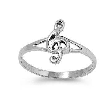 Body Colorz STERLING SILVER MUSIC NOTE G-CLEF RING