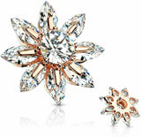 Body Accentz Large Flower Marquise CZ Petals Surgical Steel Dermal Anchor Top
