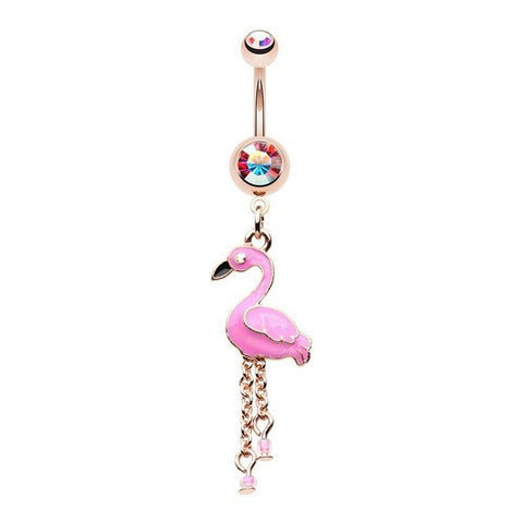 Flamingo Bird Charm Navel Belly Ring Body Piercing Jewelry barbell