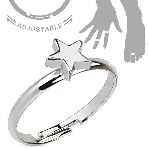 Petite Star Adjustable Rhodium Plated Brass Mid-Ring/Toe Ring Mid-Ring/Toe Ring