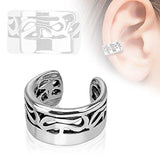 Tribal Design Rhodium Plated Brass Non Piercing Ear Cuff [Jewelry]