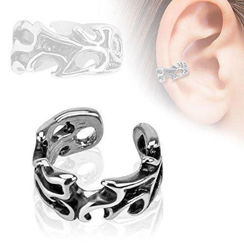 Leaves Design Rhodium Plated Brass Non Piercing Ear Cuff [Jewelry]