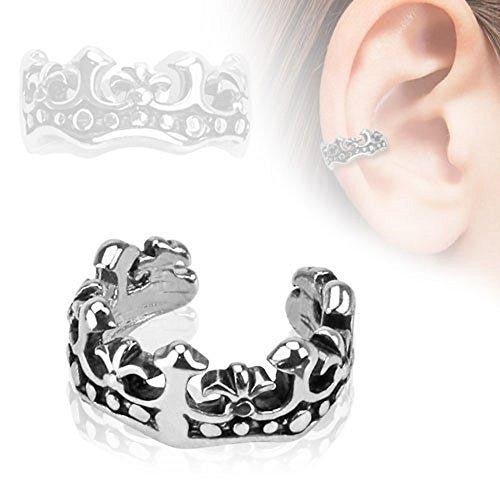 Fleur De Lis Design Rhodium Plated Brass Non Piercing Ear Cuff [Jewelry]