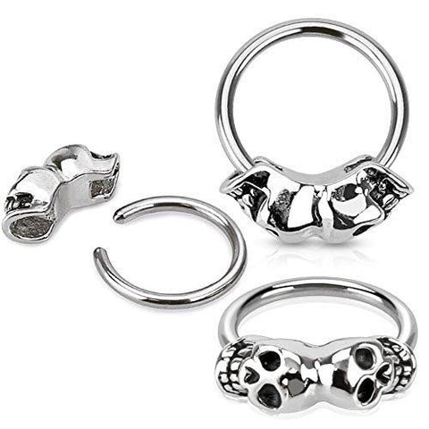 Nipple Ring win Skull 316L Surgical Steel Captive Bead Ring Pair [Jewelry]
