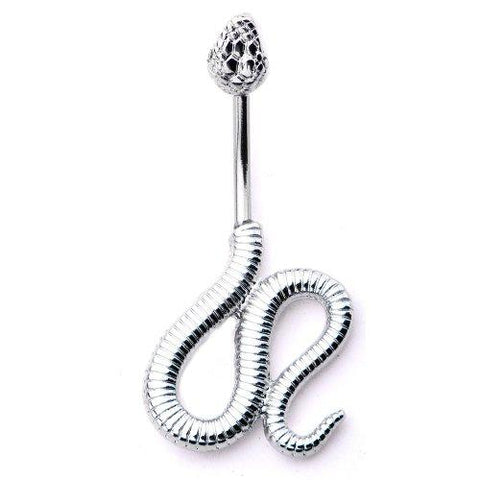 Belly Button Ring Navel Split Snake Cobra CZ 316L Surgical Steel Body Jewelry