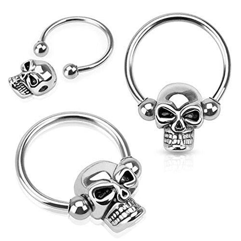 Body Accentz Nipple Ring Skull Bead 316l Surgical Steel Captive Bead Ring Pair [Jewelry]