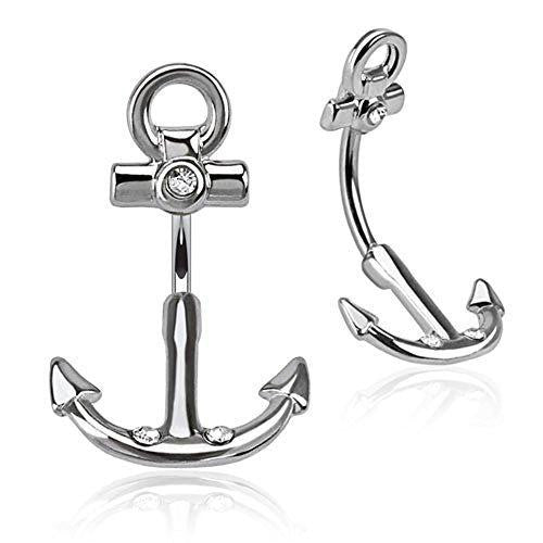 Belly Button Ring Ship Anchor Navel Ring 316L Surgical Steel 14 Gauge