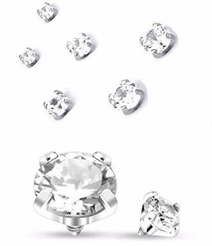 Body Accentz Round Prong Set 316L Surgical Steel Dermal Anchor Top Assorted Package Set of 6
