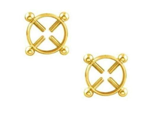 Titanium Round Fake Non-Piercing Nipple Ring Shield Body Piercing Jewelry Nickel-Free 316L Surgical Steel Pair (Gold Tone)