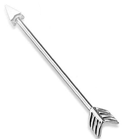 Body Accentz Industrial Bar 316L Surgical Steel Arrow Industrial Barbell 14 Gauge 1 1/2'' (Silvertone)