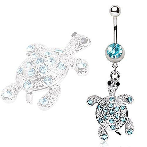 Body Accentz Belly Button Ring Navel 14g sea Turtle Dangle