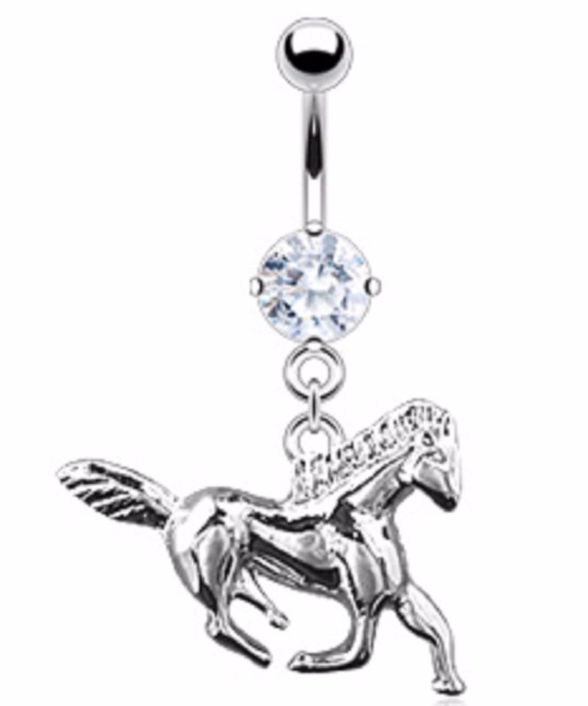 Body Accentz Belly Button Ring Navel Solitaire Horse Body Jewelry 14 Gauge