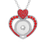 Double Heart Pave CZ love  snap button necklace (fit 18mm 20mm snaps)