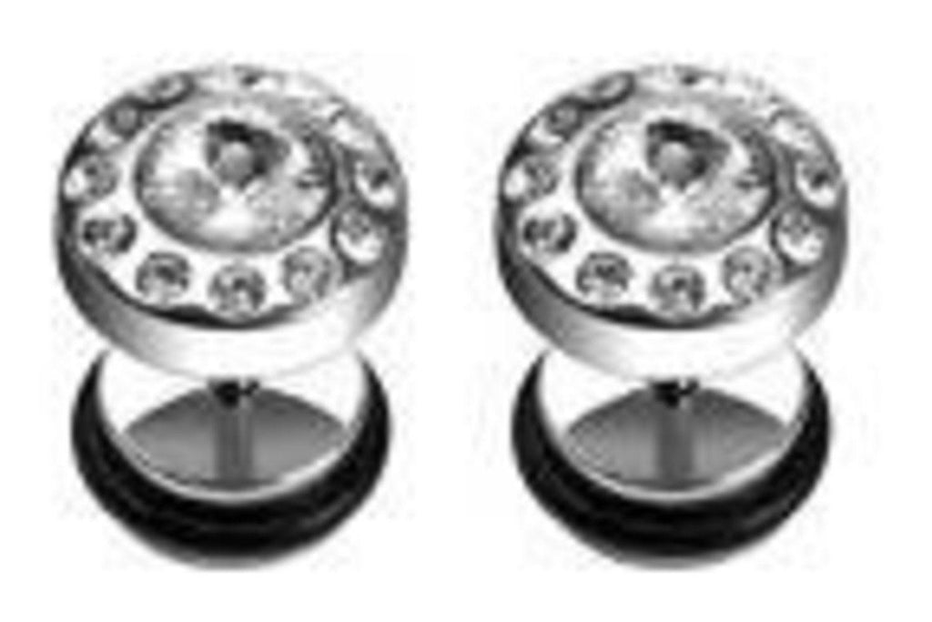 Body Accentz Earrings Rings Fake CZ Cheater Plug 16 gauge - Sold as a pair