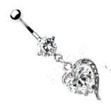 Body Accentz? Belly Button Ring Navel Heart Body Jewelry Dangle 14 Gauge