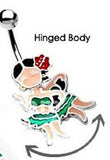 Belly Button Ring Navel Hula Dancer Body Jewelry Dangle 14g 3/8