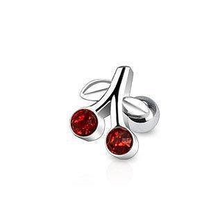 Body Accentz? 316L Surgical Steel Cherry with Red CZ Tragus/Cartilage Piercin...