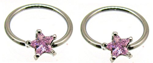 Nipple Ring Star Captive Bead Body Jewelry Pair 14 gauge
