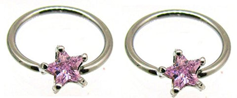 Nipple Ring Star Captive Bead Body Jewelry Pair 14 gauge