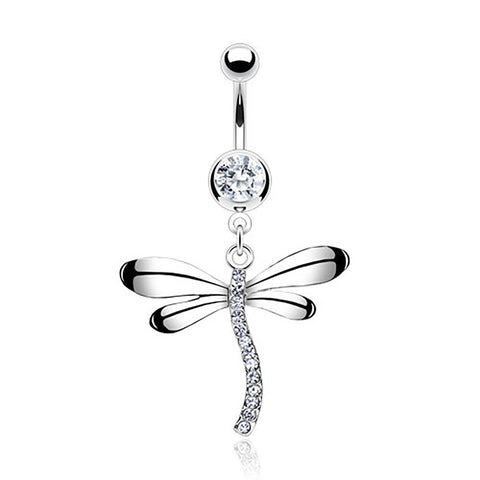 Belly Button Ring Navel Dragonfly Dangle Body Jewelry 14 g