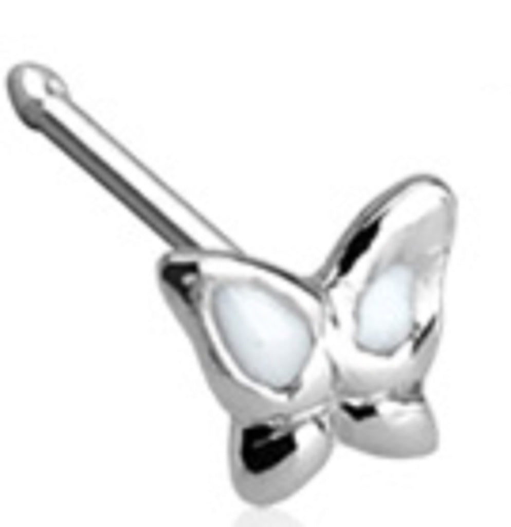 20GA .925 Sterling Silver Nose Stud with 3mm Butterfly