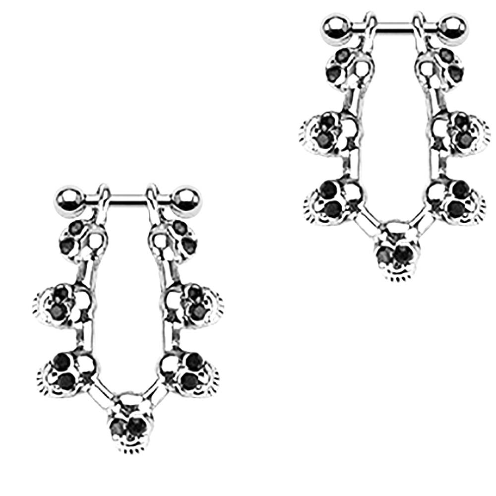 Body Accentz Earrings Rings Fake Cheater Plug Helix Skull Cartilage 16 gauge 5/16''- Sold as pair