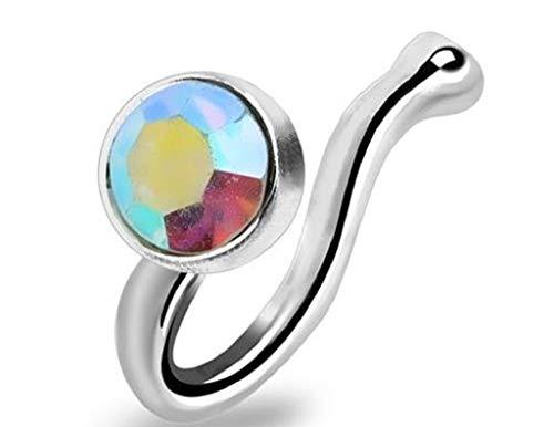 Body Accentz 316L Surgical Steel Round CZ Press FIT Fake Nose Ring Clip ON