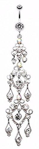 Body Accentz Belly Button Ring Navel Super Long 4'' Body Jewelry Dangle 14 Gauge  (Ab)