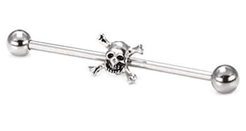 316L Surgical Skull Crossbone 14g 1 1/2'' Industrial bar Ear Barbell Piercing Jewelry Body Accentz Jewelry Sold Individually