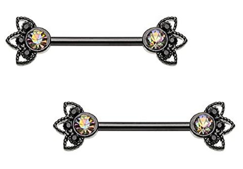 Nipple Ring Bars Shield Mistress of Evil Body Jewelry Pair 14 Gauge Body Piercing