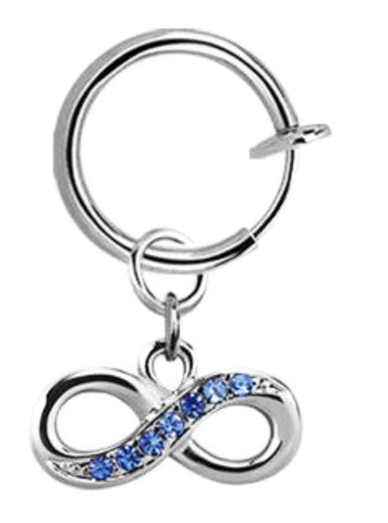 Body Accentz Belly Button Ring Cheater Fake Clip with a Dangling Charm Non Pierce (Silvertone Infinity)
