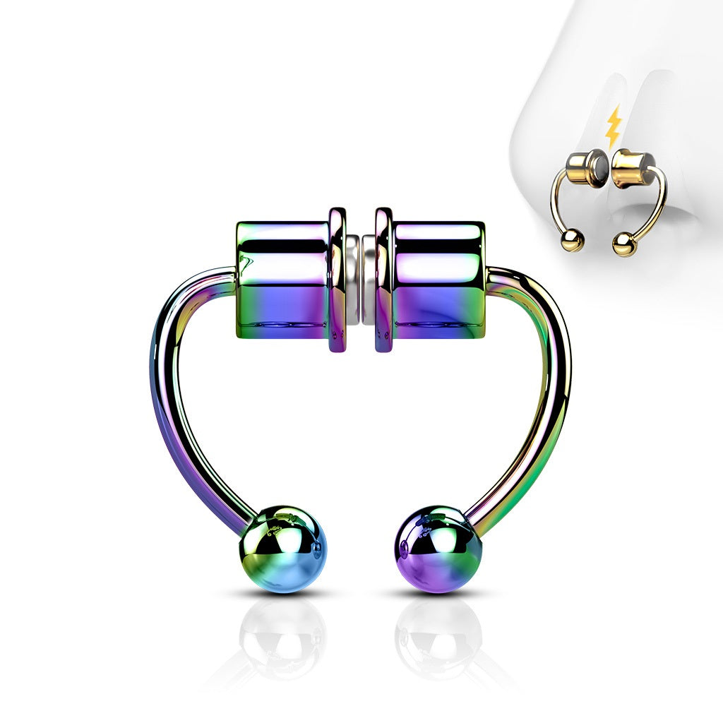 Body Accentz 316L Fake Magnetic Septum Horseshoe (Rainbow)