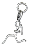 Sterling Silver Woman Runner with Pony Tail Outline Charm