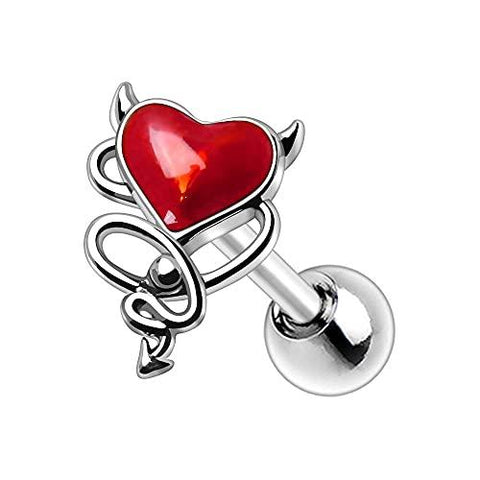 Body Accentz Tragus 316L Stainless Steel Devil's Heart Cartilage Earring