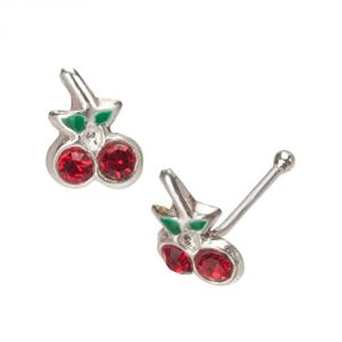 Body Accentz 22G bar Nose Bone with A 2Mm Cherry Top and A 7Mm Wearable Nose Ring