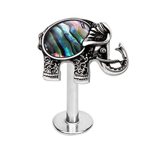 Body Accentz 316L Stainless Steel Abalone Shell Elephant Labret