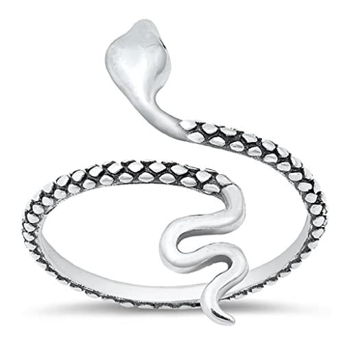 Body Accentz .925 Sterling Silver Ring - Snake Cobra (10)