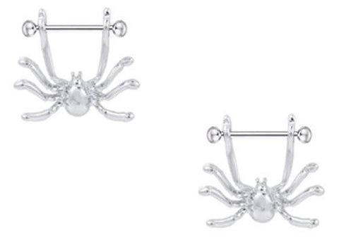 Body Accentz Stainless Steel Barbell Tribal Spider Nipple Shield Set of 2 14 Gauge 9/16''