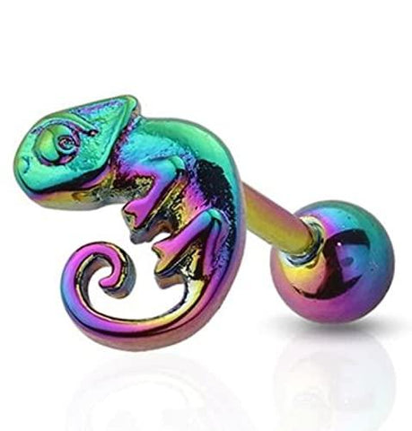 Cartilage Earring 16g Cute Chameleon Tragus Helix Stud Conch Ring Body Piercing Animal Reptile