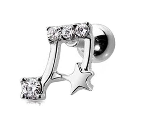 Body Accentz 316L Surgical Steel Ear Cartilage Helix Tragus Stud Ring Music Note Jewelry