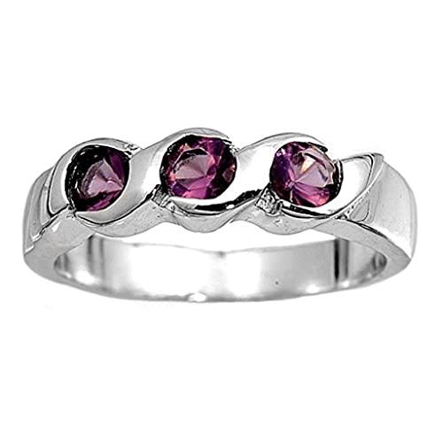 .925 Sterling Silver CZ Pinky or Right hand 3 stone ring purple