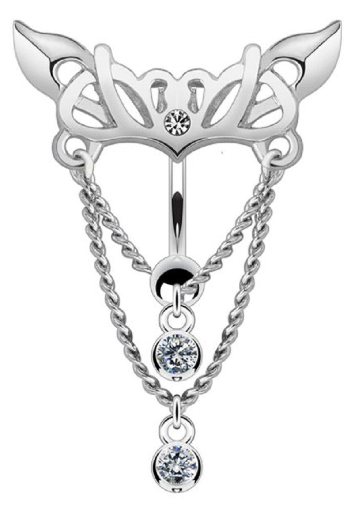Belly Button Ring Reverse Tribal W/cz Ho800 14g 3/8'' [Jewelry]